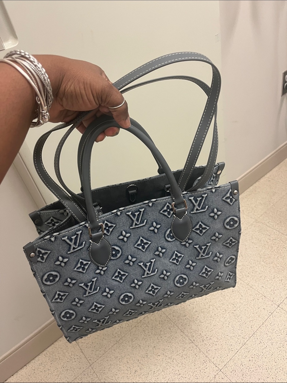 Tommy Hilfiger Denim-Style Grey Monogram Tote